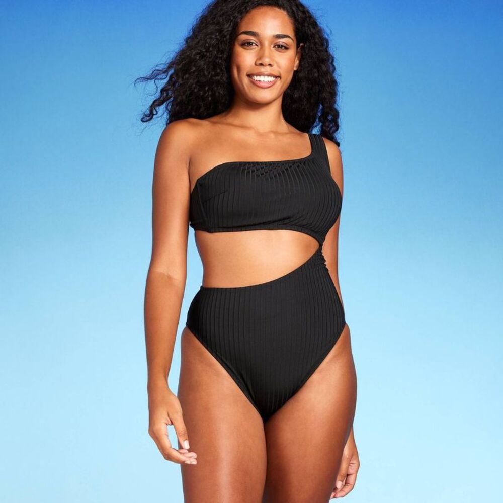 NWT Shade & Shore - Women's One Shoulder One Black ribbed - Picture 4 of 4